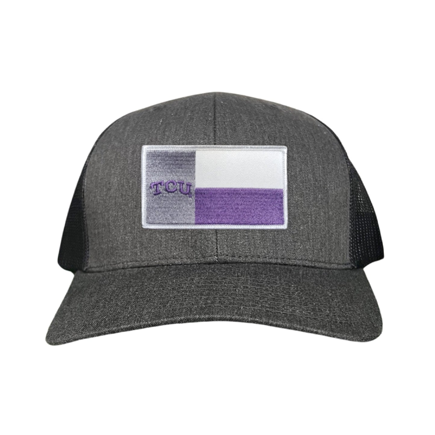TCU Rectangle State Flag / Hats / 263 - Dark Heather / Black Curved Bill Mesh Snapback - Club Rehab