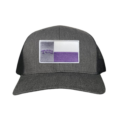 TCU Rectangle State Flag / Hats / 263 - Dark Heather / Black Curved Bill Mesh Snapback - Club Rehab