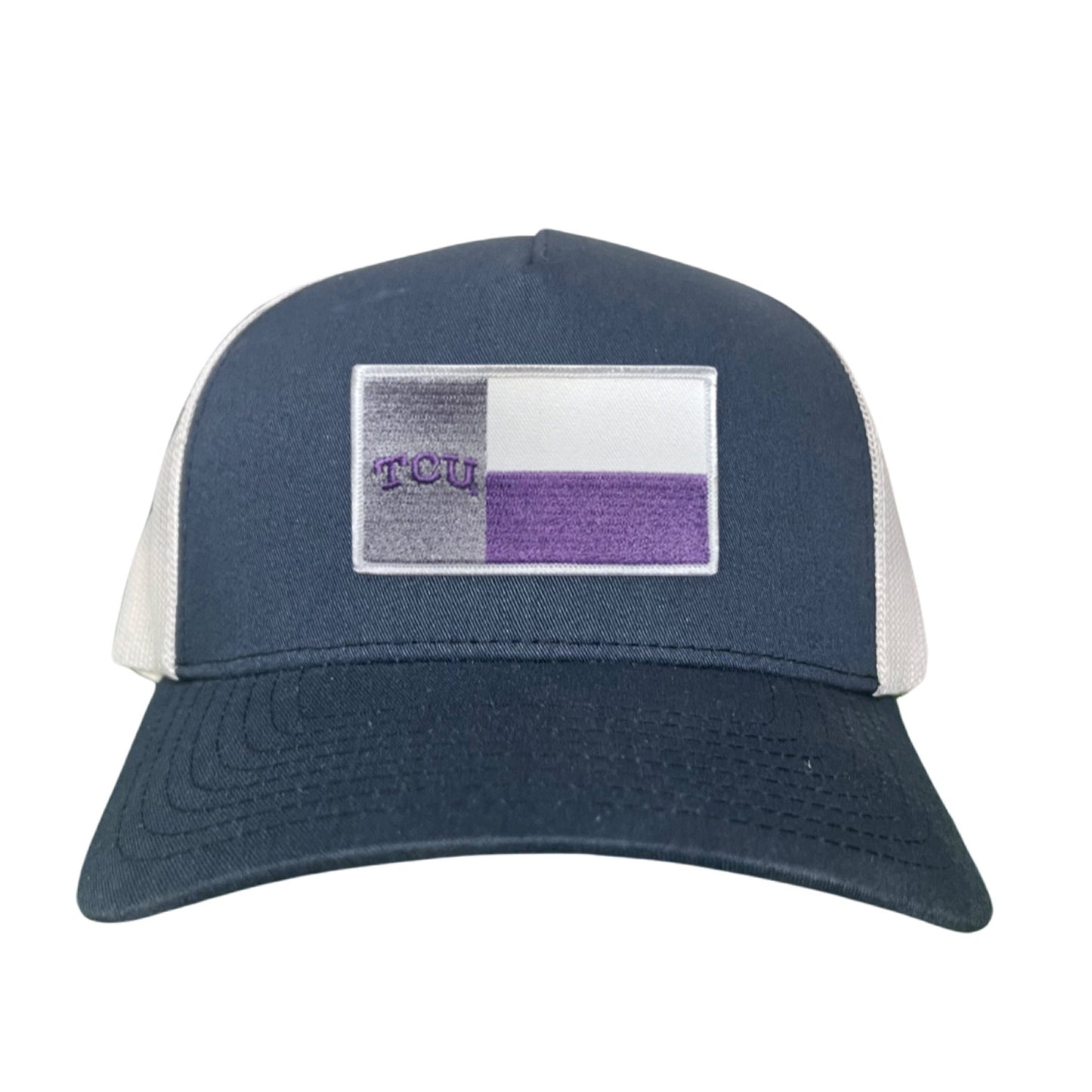 TCU Rectangle State Flag / Hats / 263 - Navy / White Curved Bill Mesh Snapback - Club Rehab