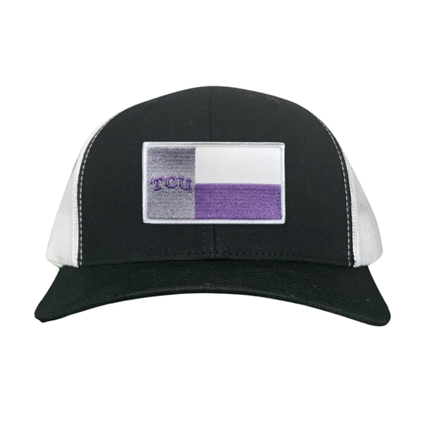 TCU Rectangle State Flag / Hats / 263 - Black / White Curved Bill Mesh Snapback - Club Rehab