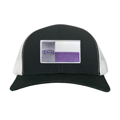 TCU Rectangle State Flag / Hats / 263 - Black / White Curved Bill Mesh Snapback - Club Rehab