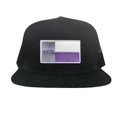 TCU Rectangle State Flag / Hats / 263 - Flatbill Black Mesh Snapback - Club Rehab