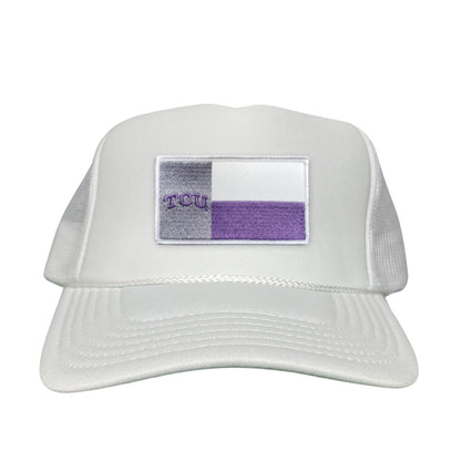 TCU Rectangle State Flag / Hats / 263 - White Foam Curved Snapback - Club Rehab