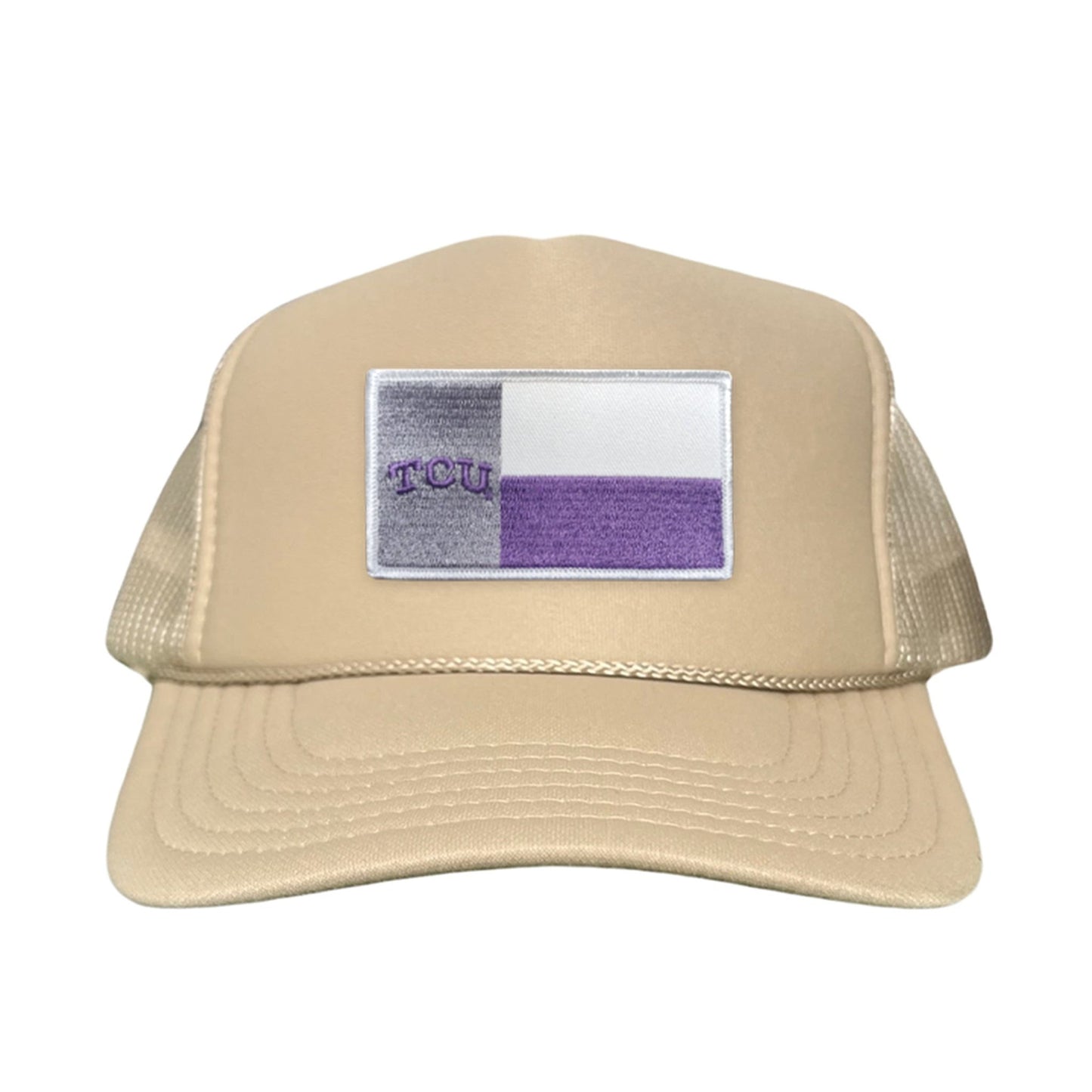 TCU Rectangle State Flag / Hats / 263 - Khaki Foam Curved Snapback - Club Rehab