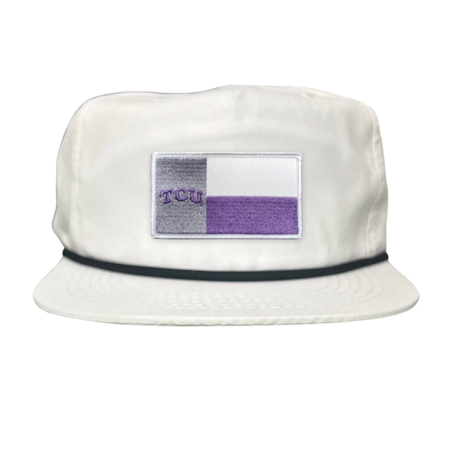 TCU Rectangle State Flag / Hats / 263 - Flatbill White with Black Rope Canvas - Club Rehab
