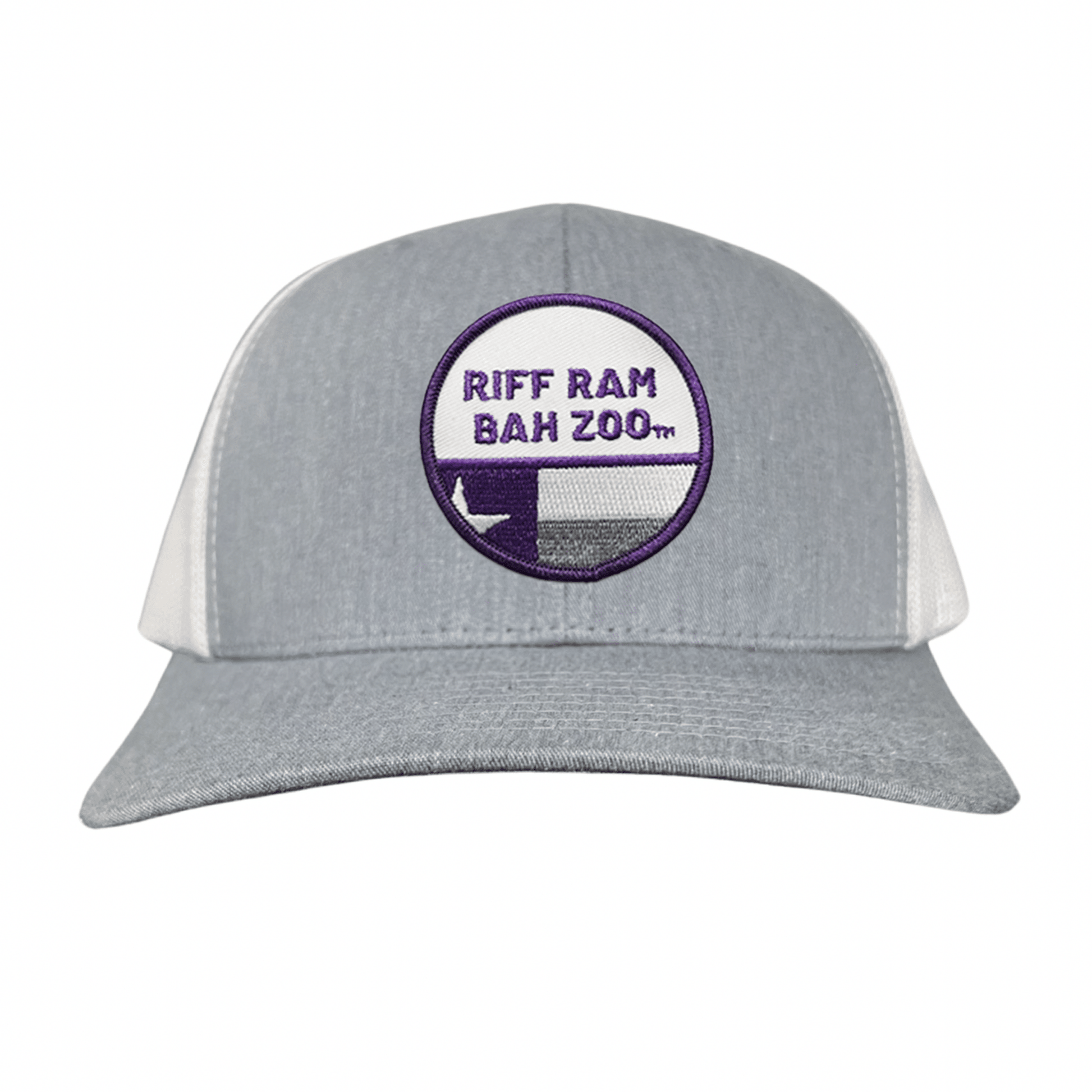 TCU Riff Ram Bah Zoo w/h State Flag / Hats / TCU099 / 249 / MM - Heather Grey / White Curved Bill Mesh Snapback - Club Rehab
