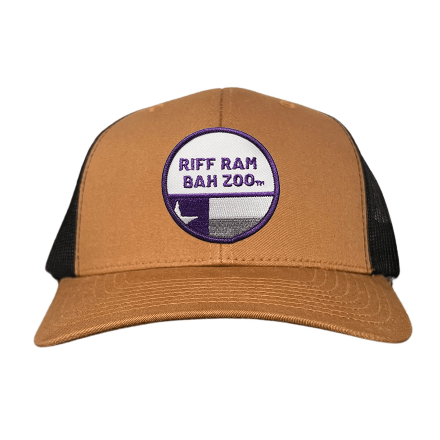 TCU Riff Ram Bah Zoo w/h State Flag / Hats / TCU099 / 249 / MM - Caramel / Black Curved Bill Mesh Snapback - Club Rehab