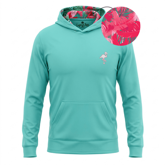 Teal Tropical Performance Hoodie | Lightweight Unisex Moisture-Wicking Athletic Hoodie - S - Club Rehab