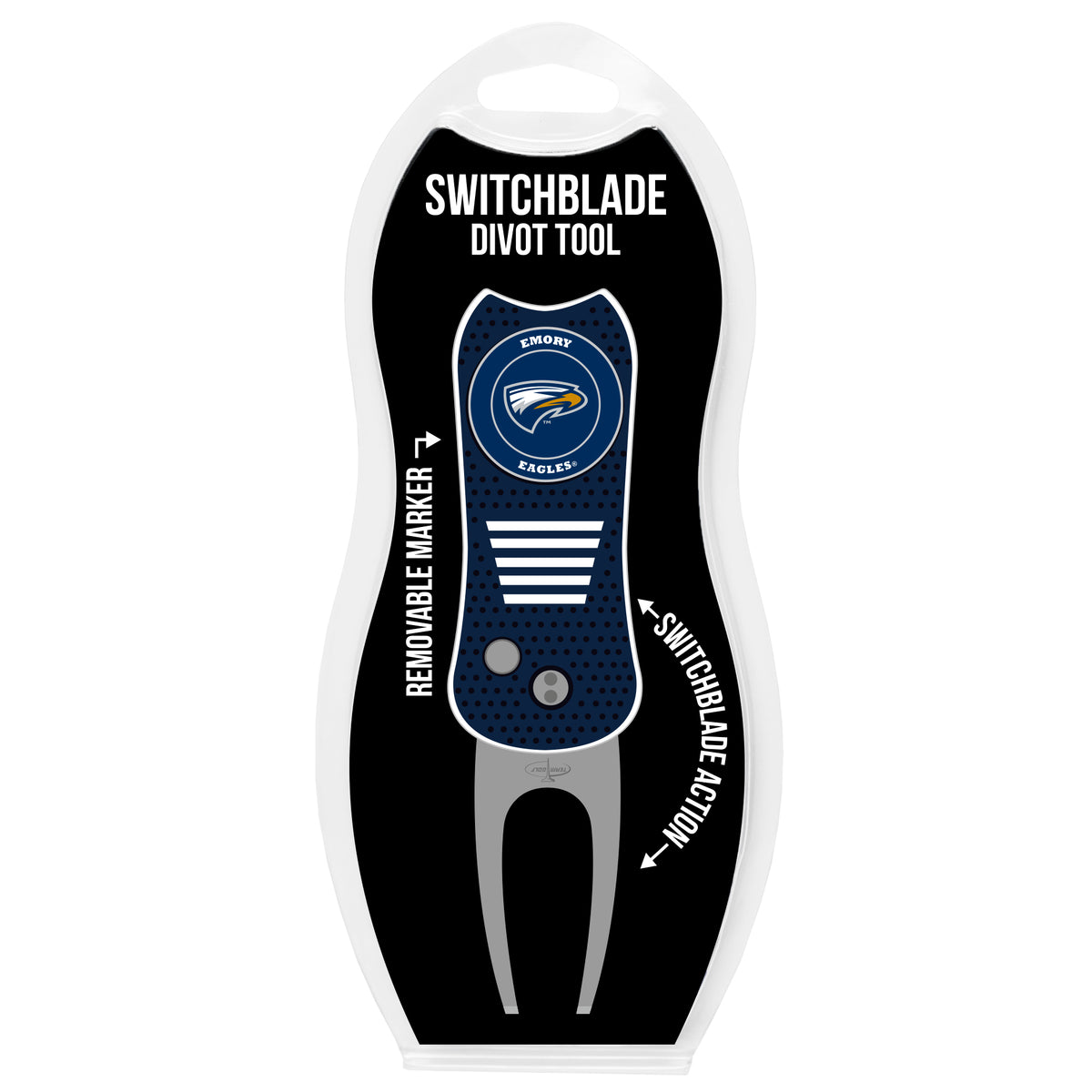 Emory Eagles Switchblade Divot Tool in retail clamshell packaging