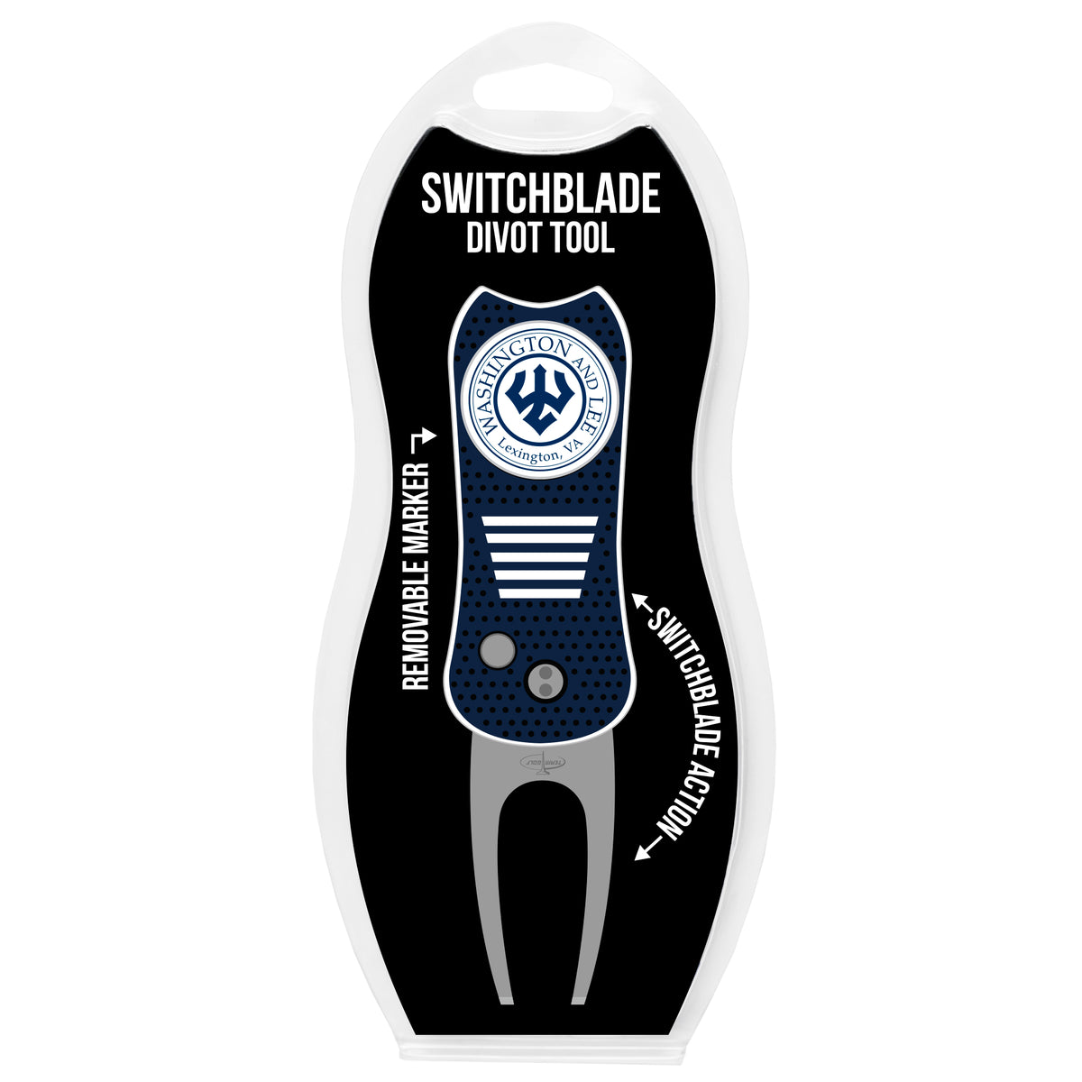 Washington and Lee Generals Switchblade Divot Tool in retail clamshell packaging