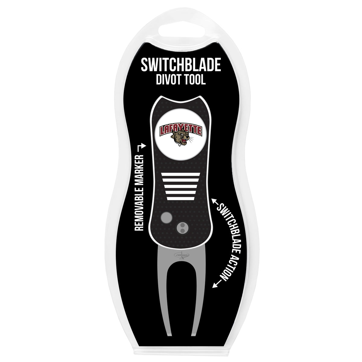 Lafayette Leopards Switchblade Divot Tool in retail clamshell packaging