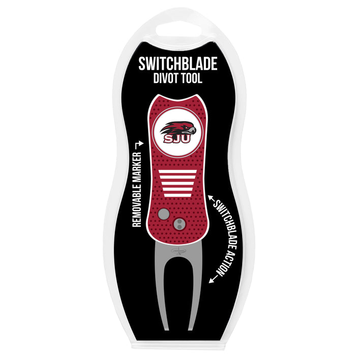 Saint Joseph's Hawks Switchblade Divot Tool in retail clamshell packaging