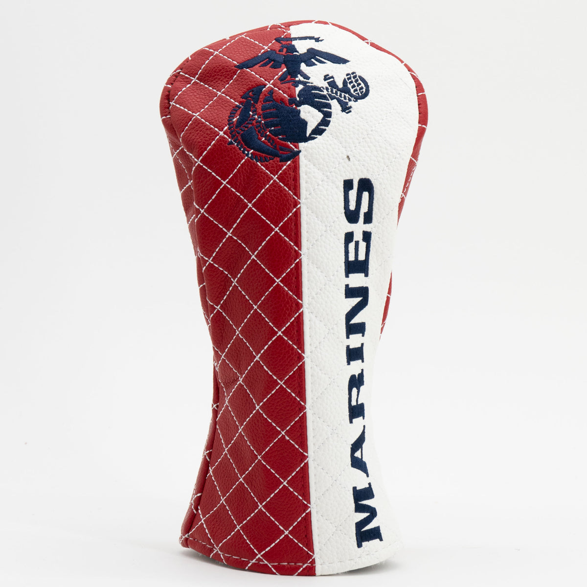 U.S. Marines Split Quilted Fairway Headcover, close-up of the diamond stitching and textured exterior