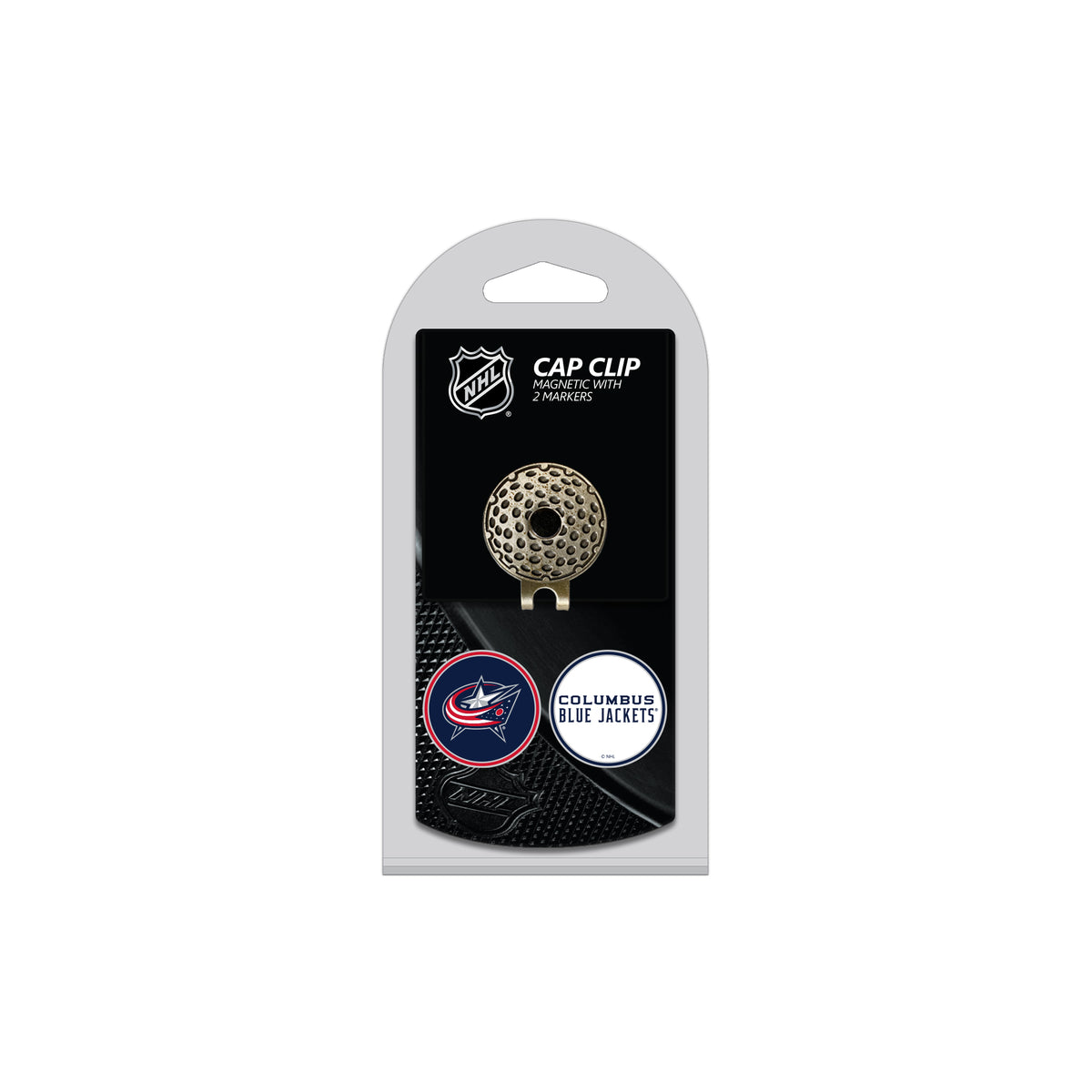 COLUMBUS BLUE JACK hat clip with two golf ball markers