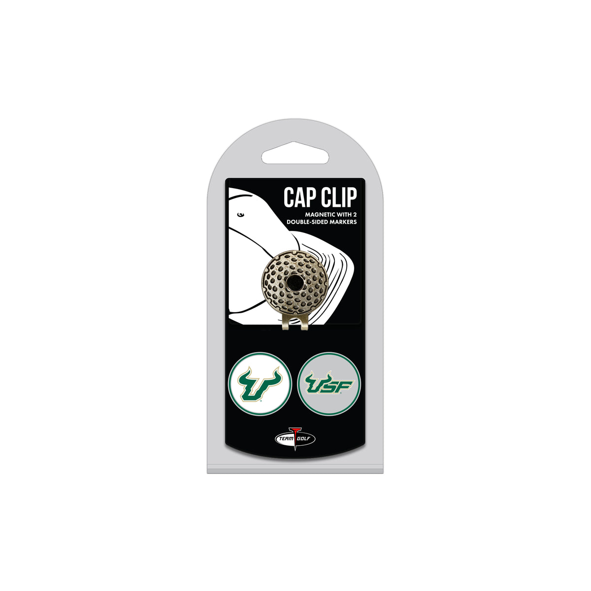 SOUTH FLORIDA hat clip with two golf ball markers