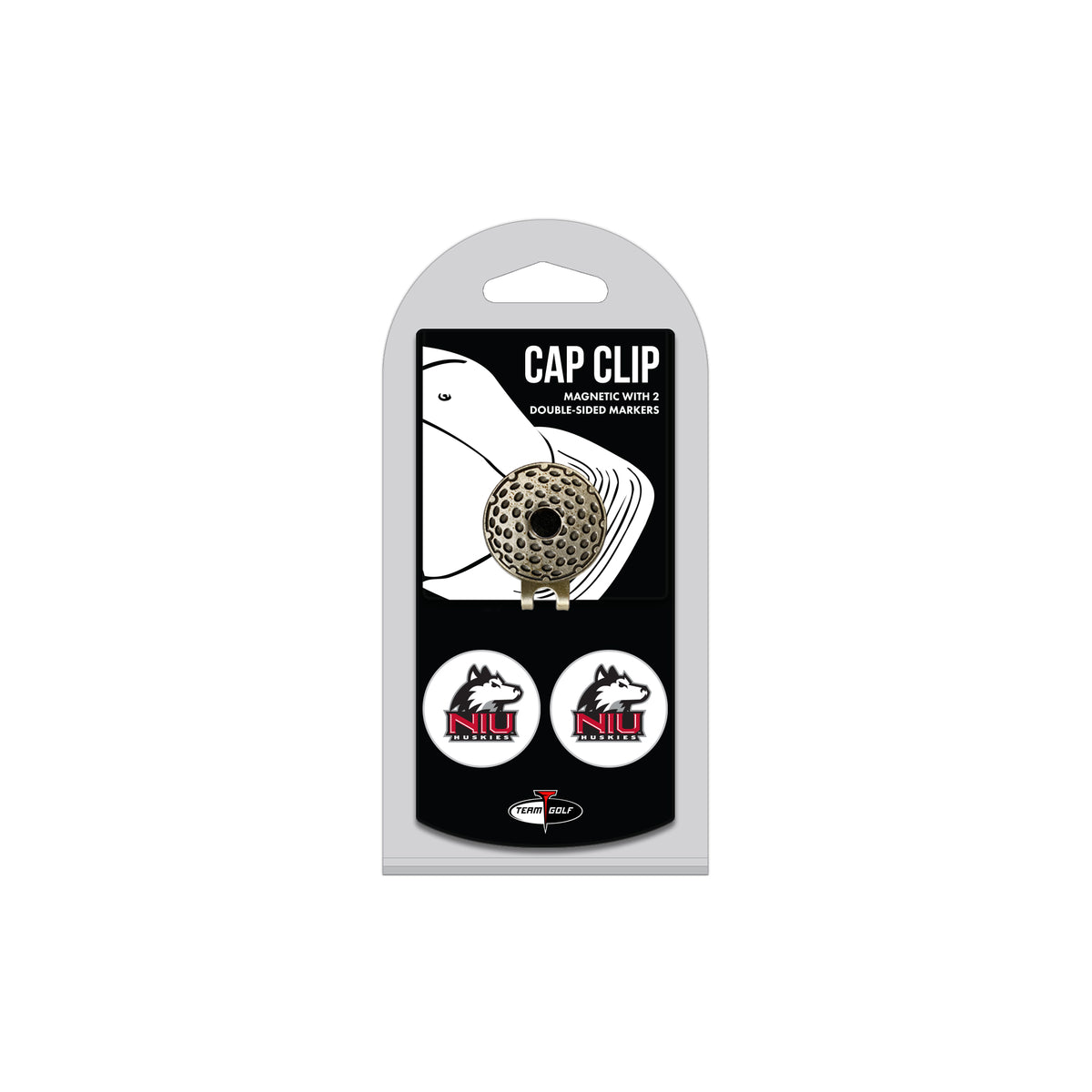 NORTHERN ILLINOIS hat clip with two golf ball markers