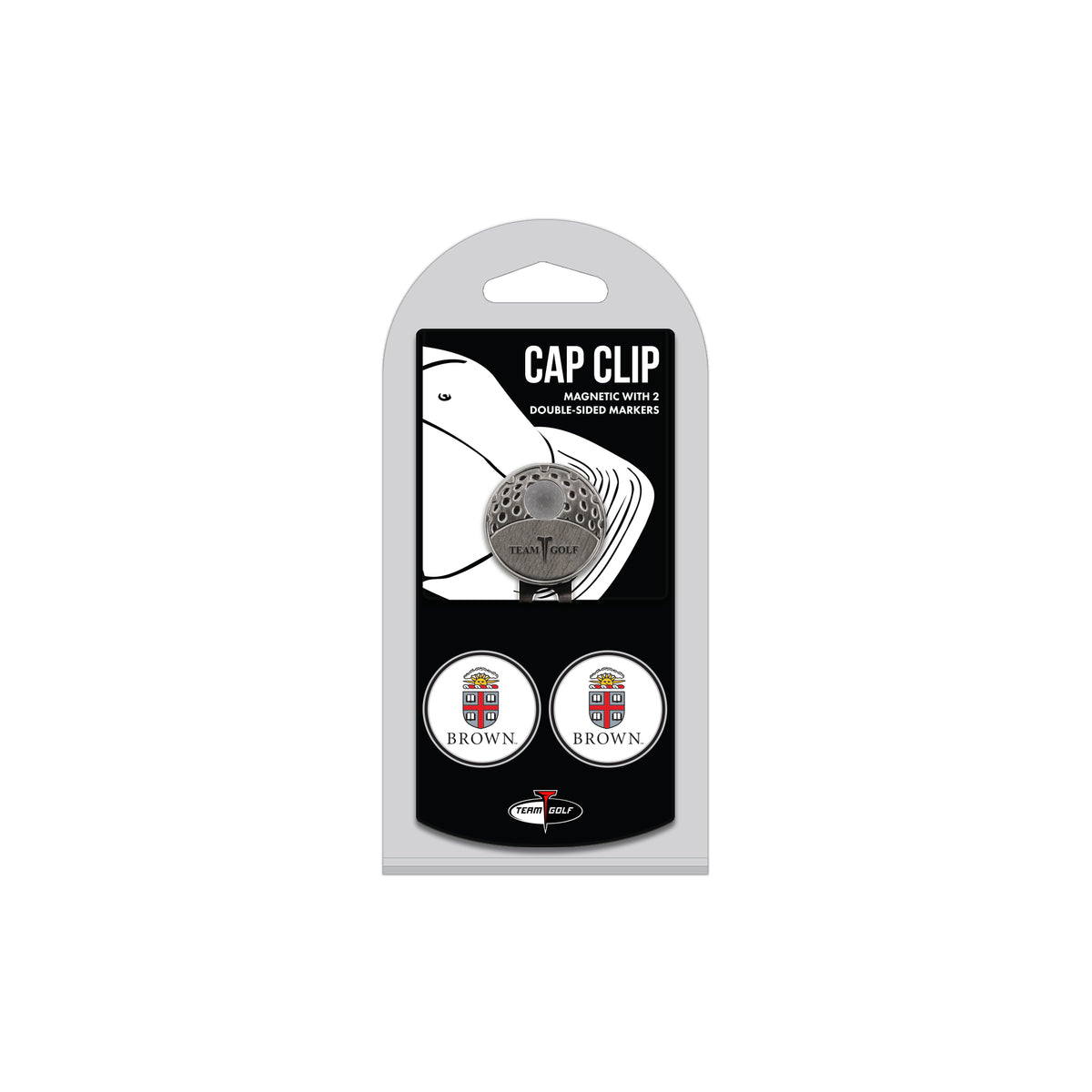 BROWN hat clip with two golf ball markers