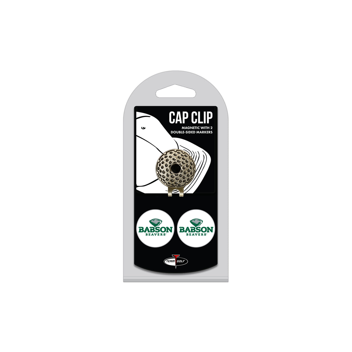BABSON COL hat clip with two golf ball markers
