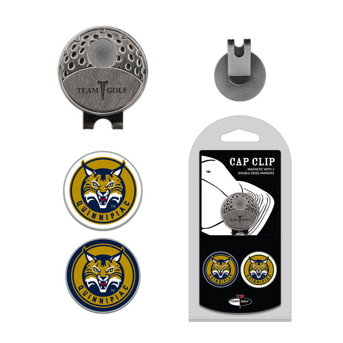 QUINNIPIAC hat clip with two golf ball markers