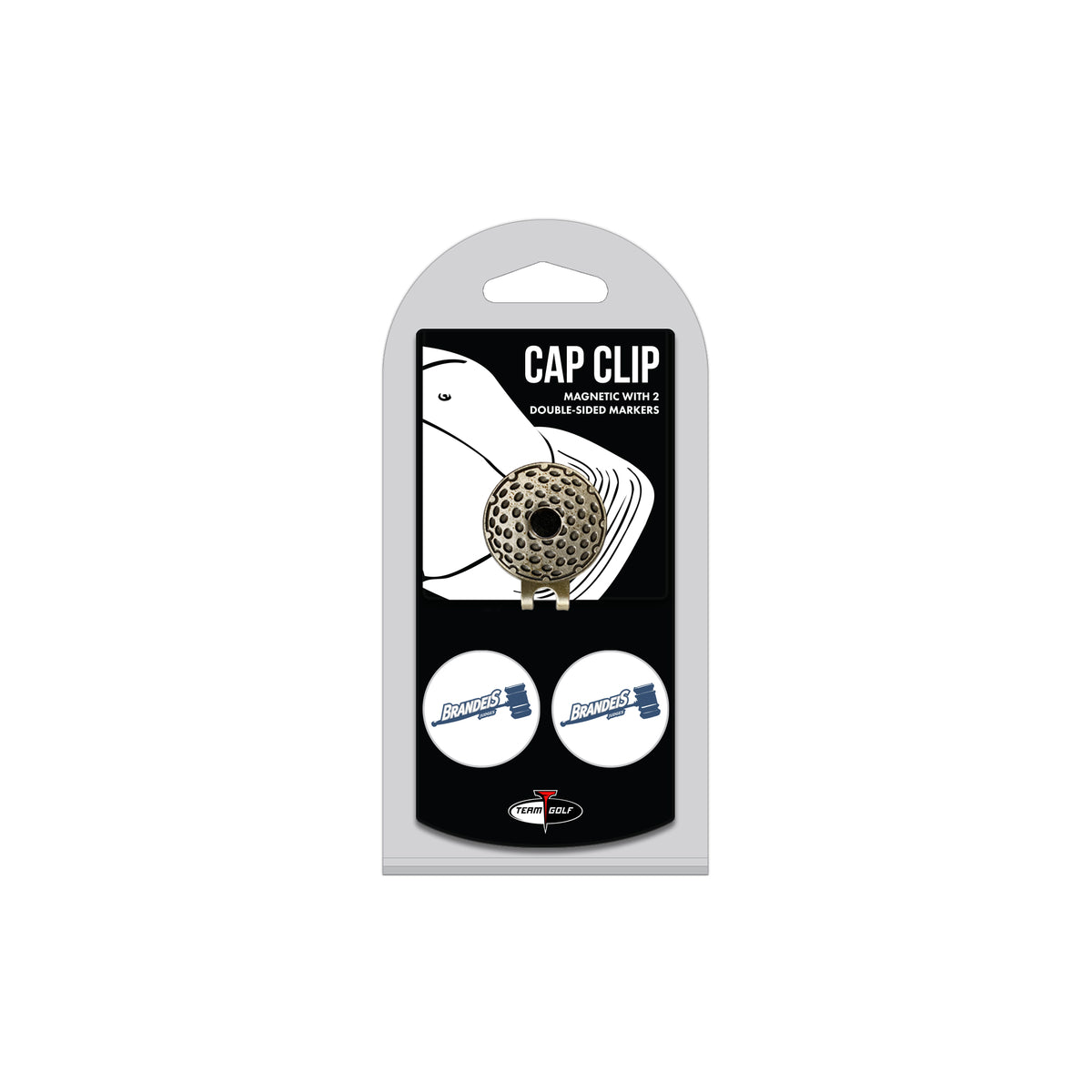 BRANDEIS hat clip with two golf ball markers