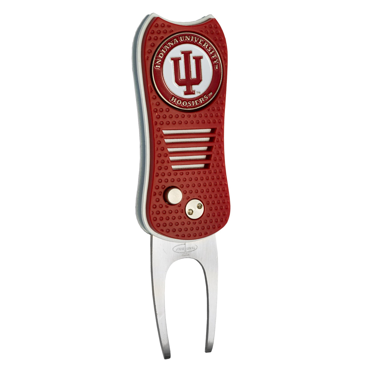 Indiana Hoosiers red switchblade divot tool with IU ball marker