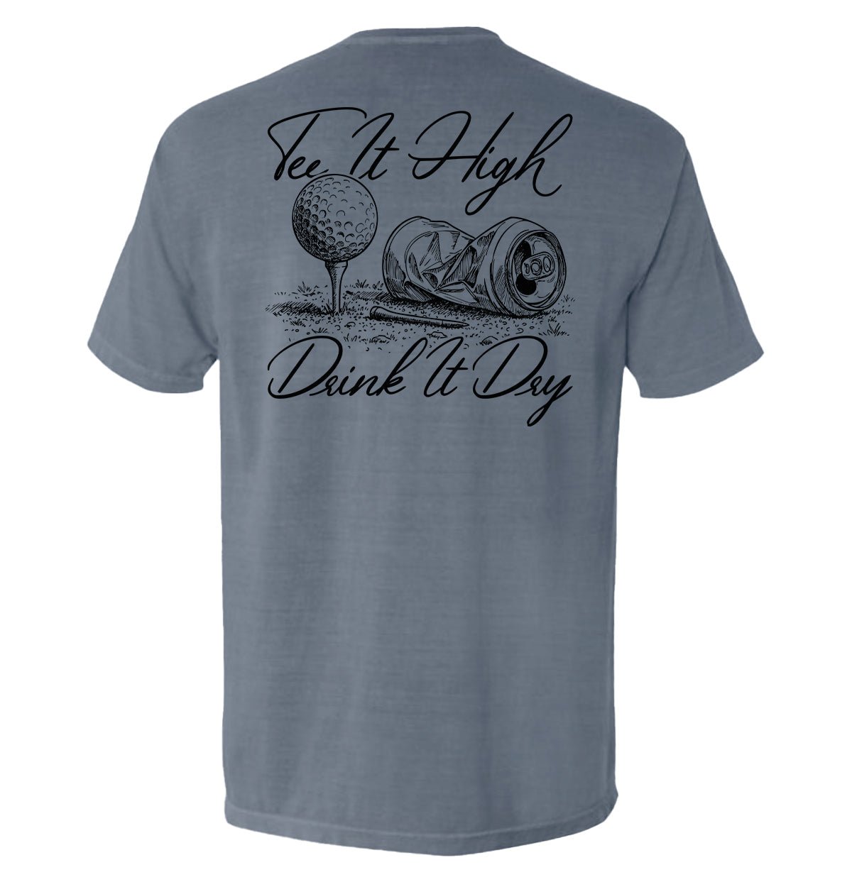 Tee It High Drink It Dry - Comfort Colors Pocket Tee Blue Jean - Club Rehab