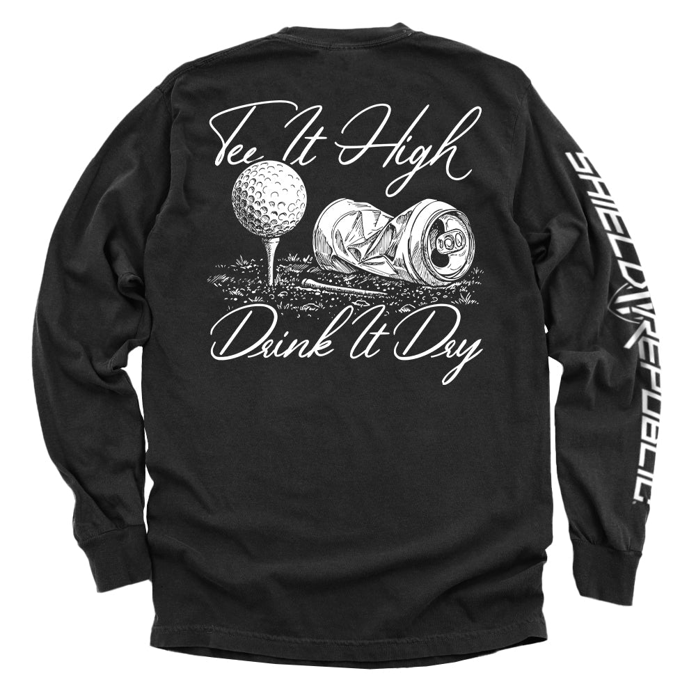 Tee It High Drink It Dry - Comfort Colors Long Sleeve Black - Club Rehab