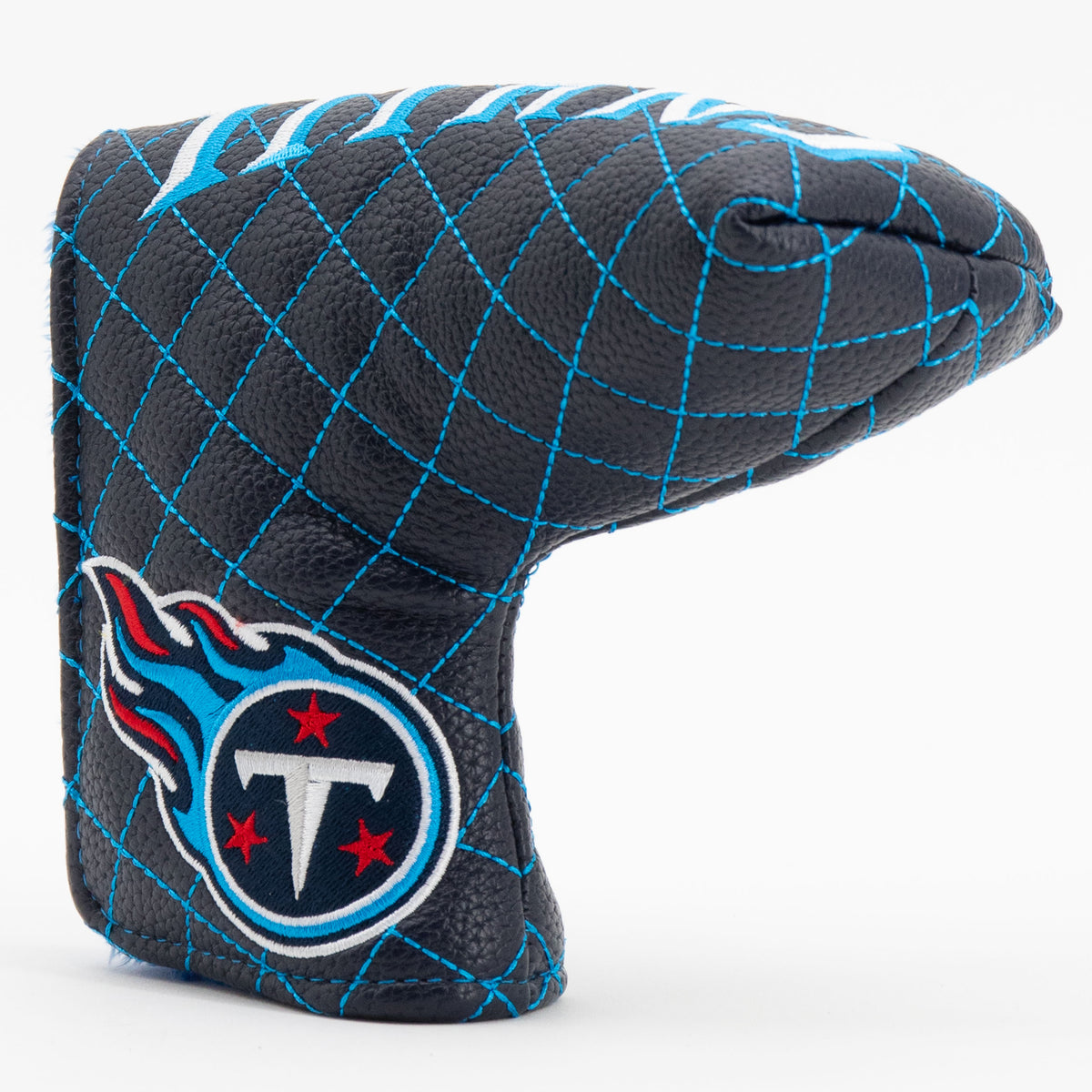 Tennessee Titans Solid Blade Putter quilted headcover, angled view