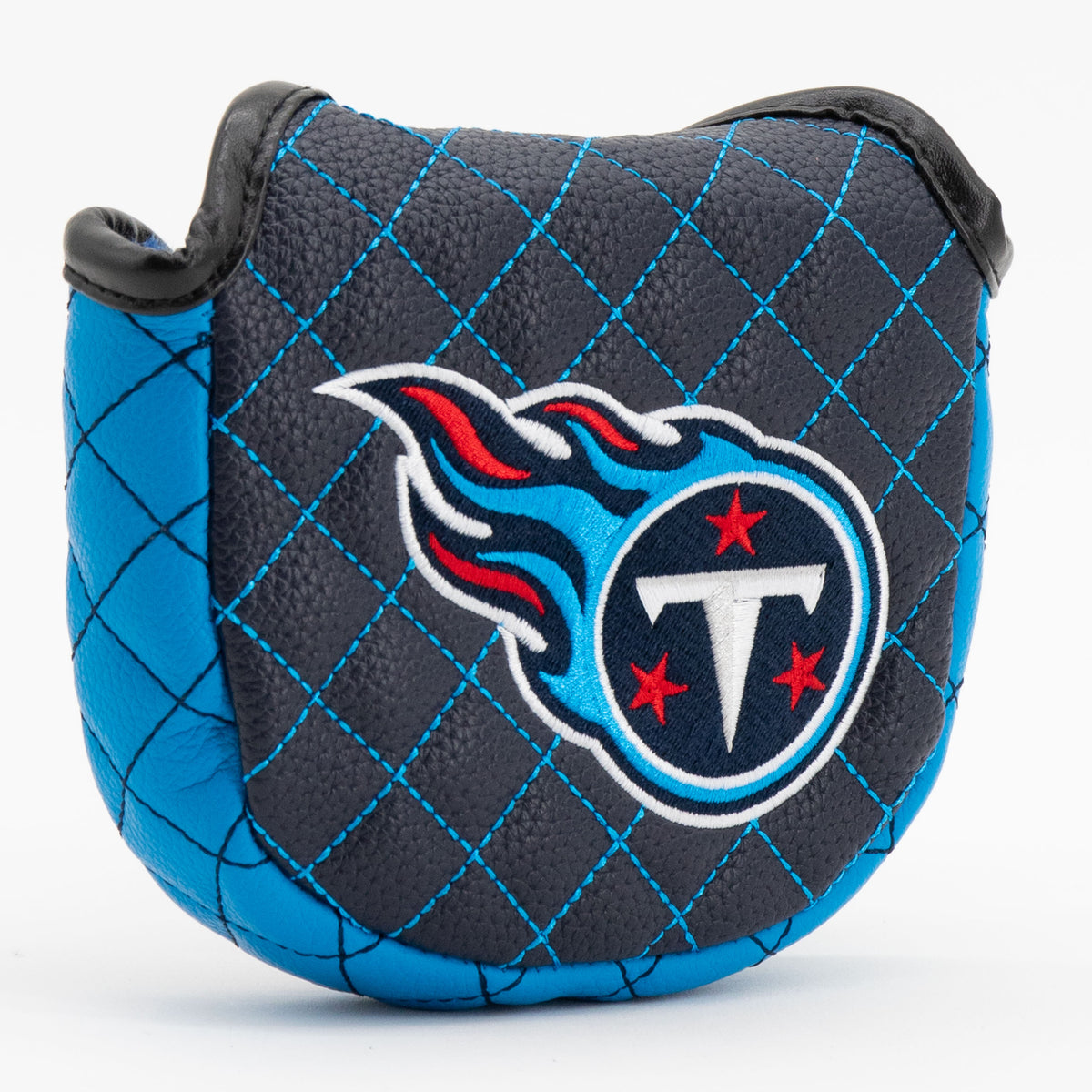 Tennessee Titans Solid Mallet Putter quilted headcover, angled view