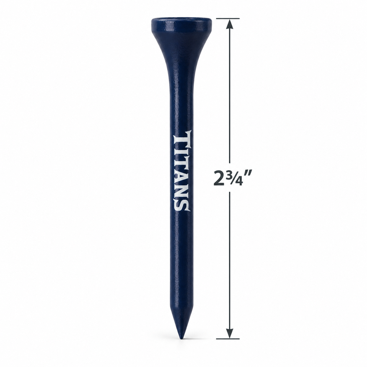 Tennessee Titans golf tee with a 2¾-inch height measurement.
