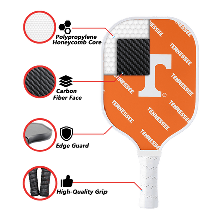 Tennessee Volunteers Pickleball Paddle | Carbon Fiber Face | 12mm Core - Club Rehab