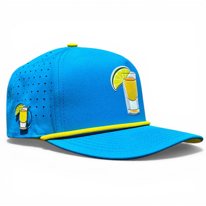 Tequila and Lime Golf Hat | Snapback Cap | Built-in Magnetic Ball Marker Holder + Marker Included | Adjustable | Shot Glass - Club Rehab
