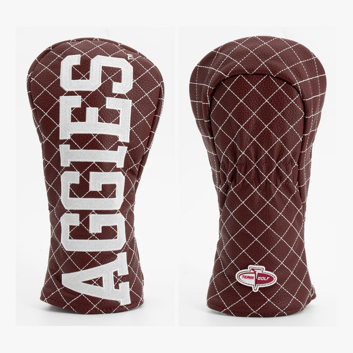 Texas A&M Aggies Solid Quilted Fairway Headcover, front and back views