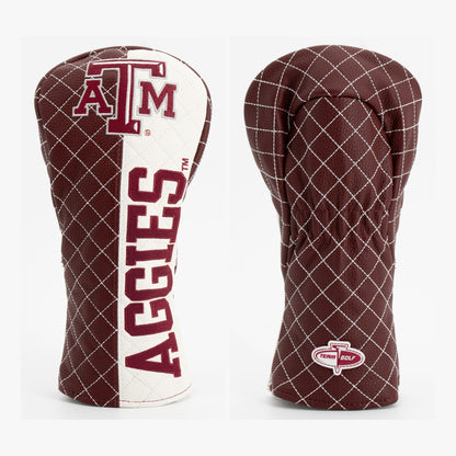 Texas A&M Aggies Split Quilted Fairway Headcover, front and back views