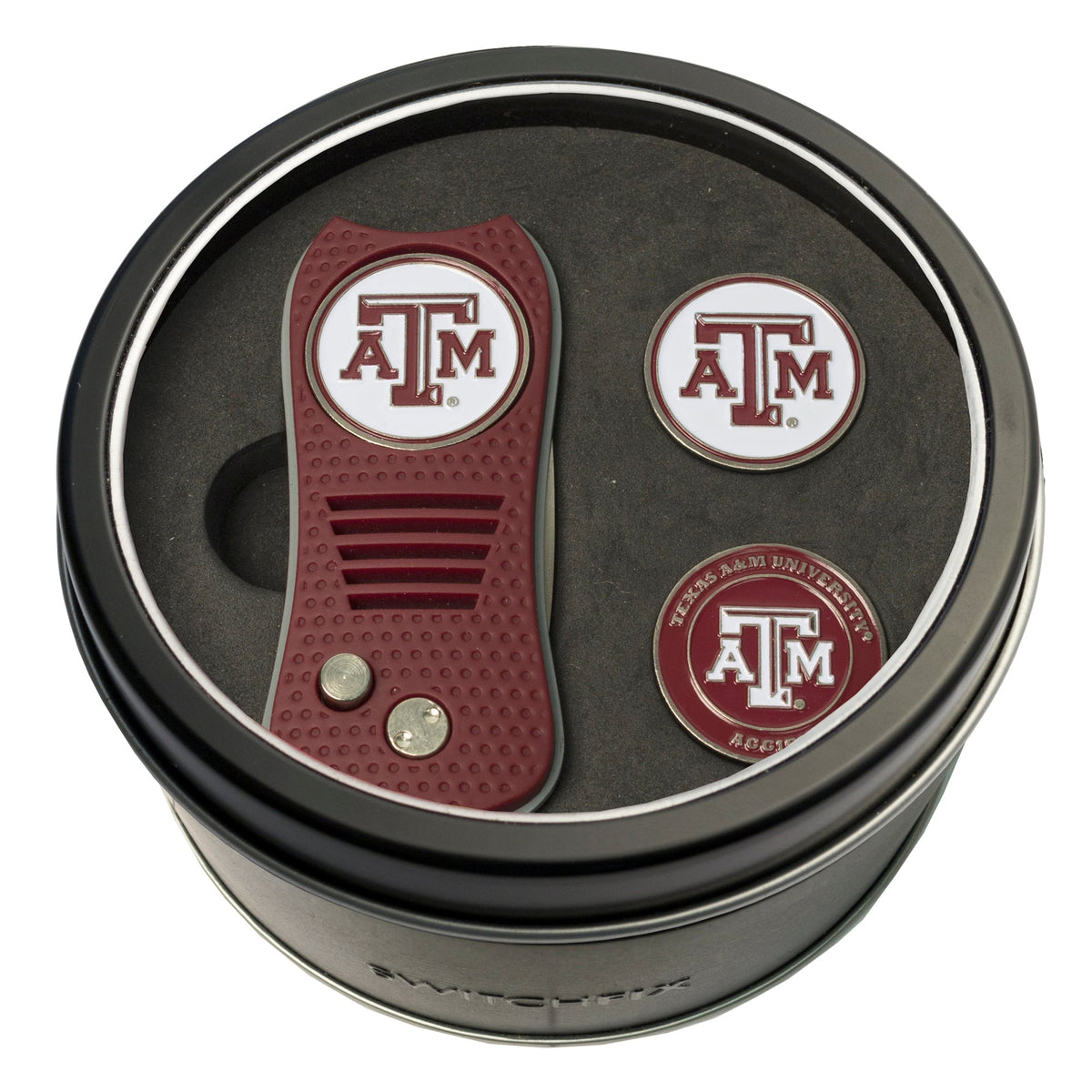 Texas A&M Aggies Switchblade divot tool and ball marker tin gift set