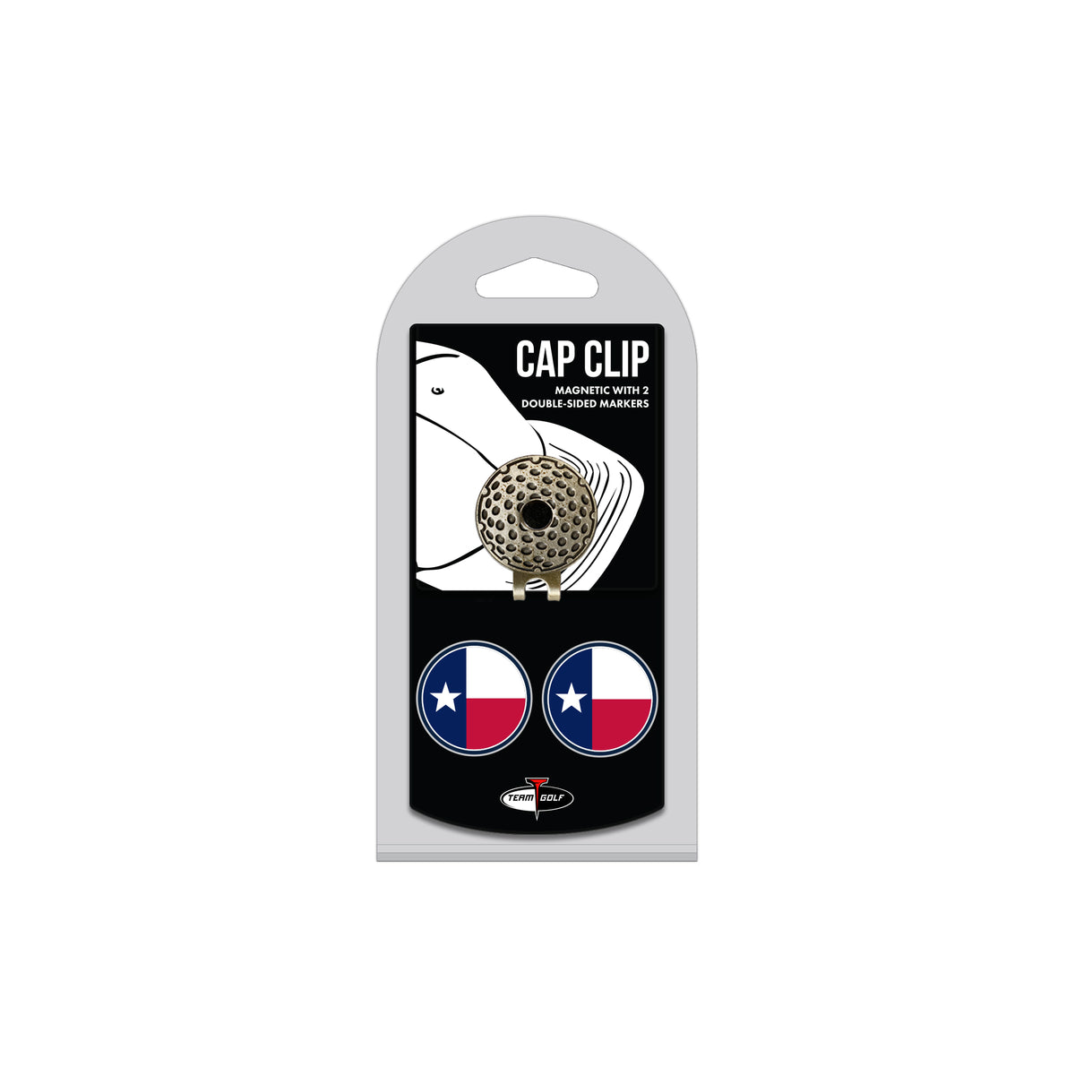 Texas Flag hat clip with two golf ball markers