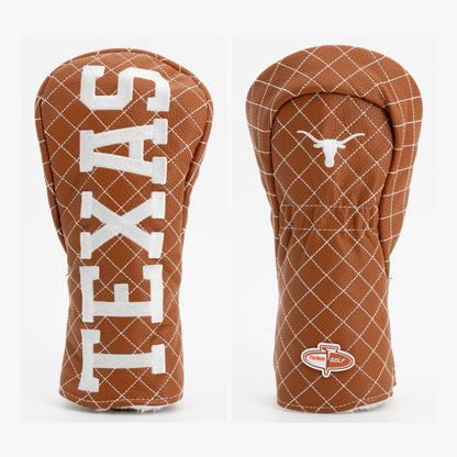 Texas Longhorns Solid Quilted Fairway Headcover, front and back views