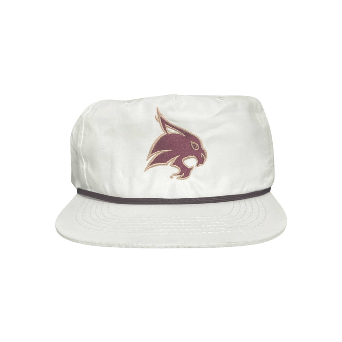 Texas State Bobcats Logo Embroidered Hat / TXST051 / MM - White with Maroon Rope / M/G - Club Rehab