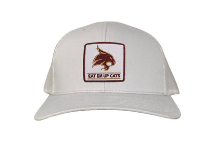 Texas State Square Supercat Eat Em Up Cats / Hats / TXST010 / 093 / - White Curved Bill Mesh Snapback - Club Rehab