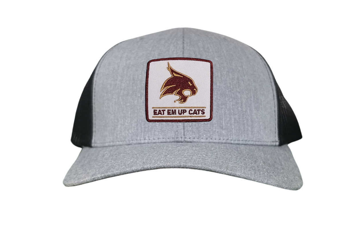 Texas State Square Supercat Eat Em Up Cats / Hats / TXST010 / 093 / - White Curved Bill Mesh Snapback - Club Rehab