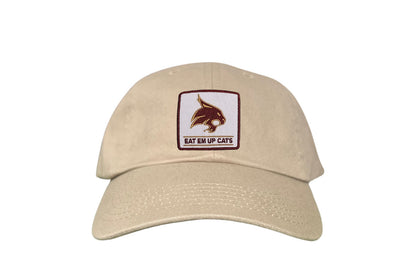 Texas State Square Supercat Eat Em Up Cats / Hats / TXST010 / 093 / - White Curved Bill Mesh Snapback - Club Rehab