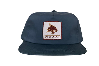 Texas State Square Supercat Eat Em Up Cats / Hats / TXST010 / 093 / - White Curved Bill Mesh Snapback - Club Rehab