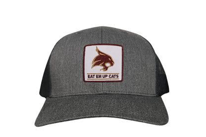 Texas State Square Supercat Eat Em Up Cats / Hats / TXST010 / 093 / - White Curved Bill Mesh Snapback - Club Rehab
