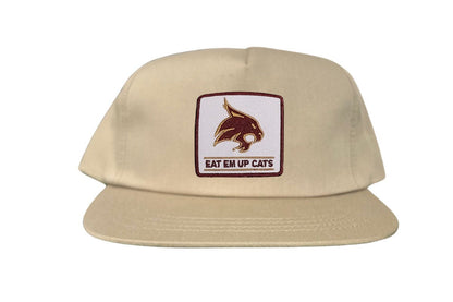 Texas State Square Supercat Eat Em Up Cats / Hats / TXST010 / 093 / - White Curved Bill Mesh Snapback - Club Rehab