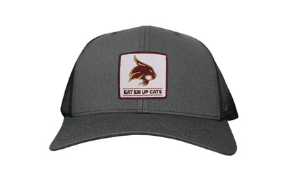 Texas State Square Supercat Eat Em Up Cats / Hats / TXST010 / 093 / - White Curved Bill Mesh Snapback - Club Rehab