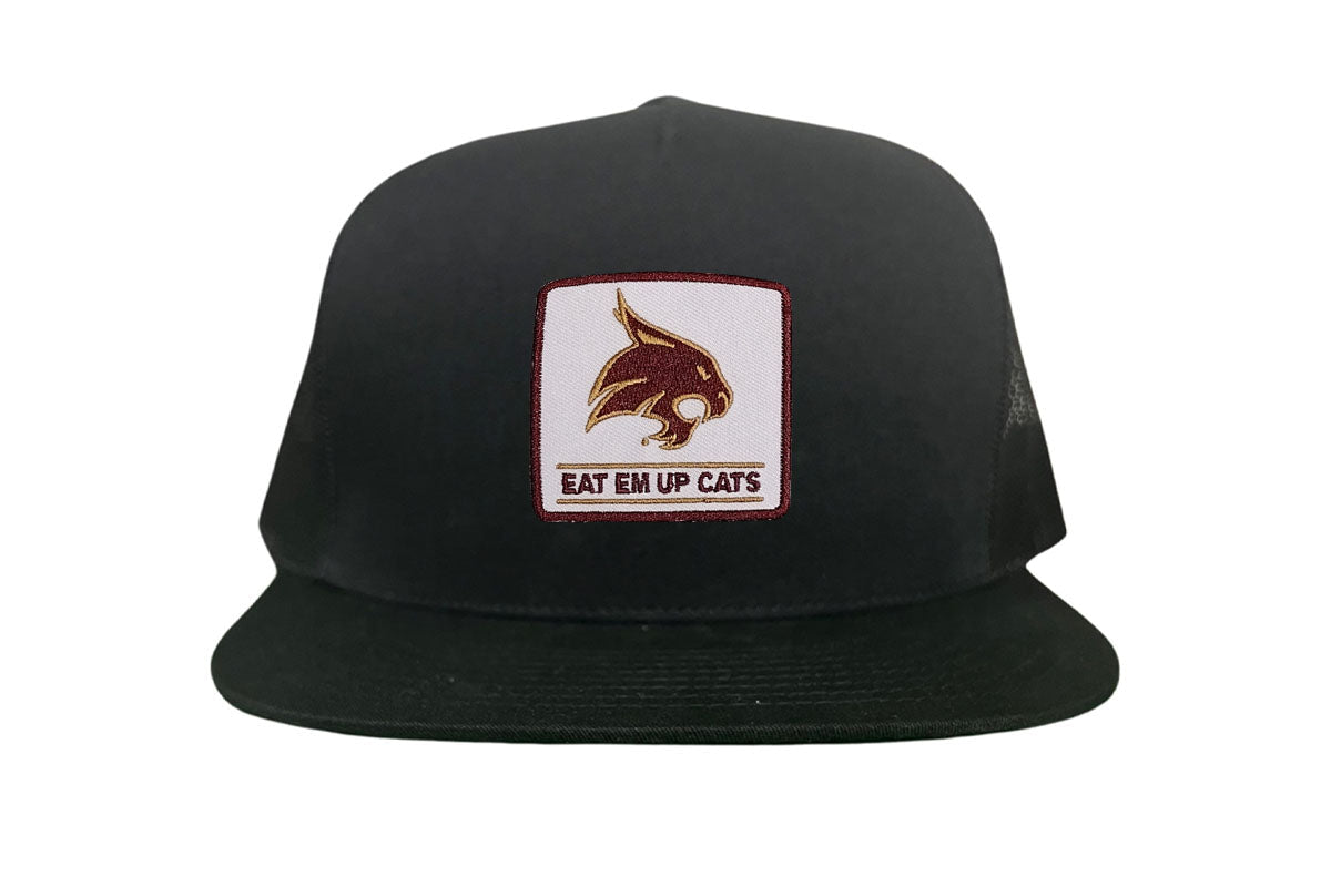 Texas State Square Supercat Eat Em Up Cats / Hats / TXST010 / 093 / - White Curved Bill Mesh Snapback - Club Rehab