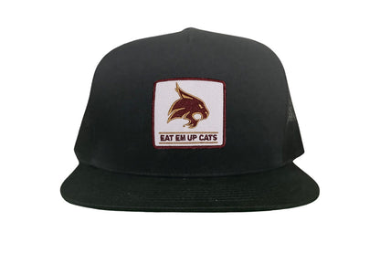 Texas State Square Supercat Eat Em Up Cats / Hats / TXST010 / 093 / - White Curved Bill Mesh Snapback - Club Rehab