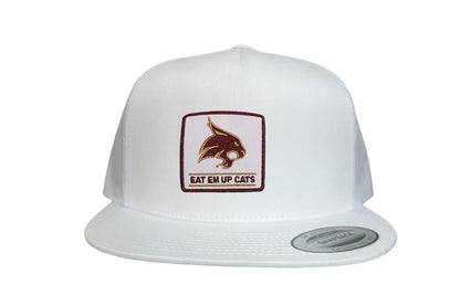 Texas State Square Supercat Eat Em Up Cats / Hats / TXST010 / 093 / - White Curved Bill Mesh Snapback - Club Rehab