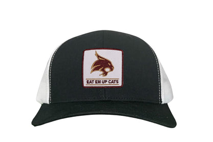 Texas State Square Supercat Eat Em Up Cats / Hats / TXST010 / 093 / - White Curved Bill Mesh Snapback - Club Rehab
