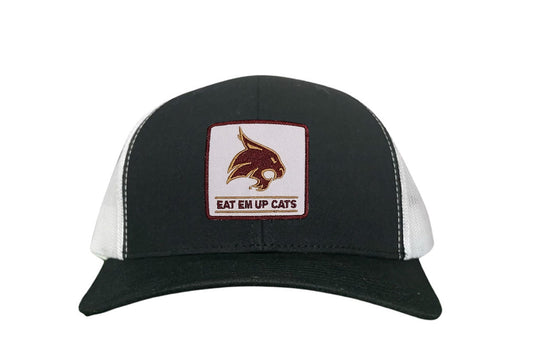 Texas State Square Supercat Eat Em Up Cats / Hats / TXST010 / 093 / - White Curved Bill Mesh Snapback - Club Rehab